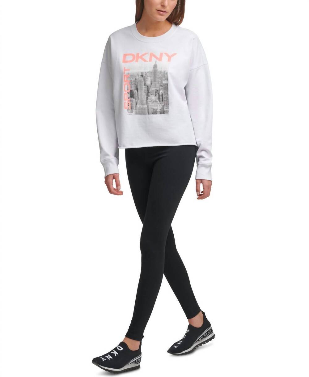 NEW DKNY sport city skyline graphic sweatshirt in white